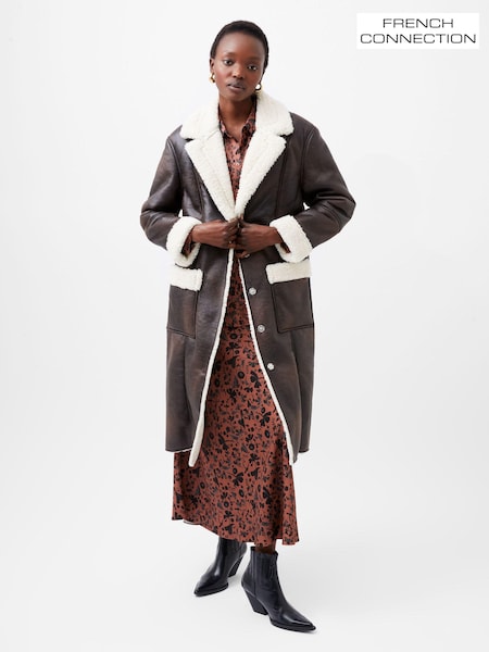 French Connection Arizona Faux Shearling Coat (AB5315) | ‏830‏₪