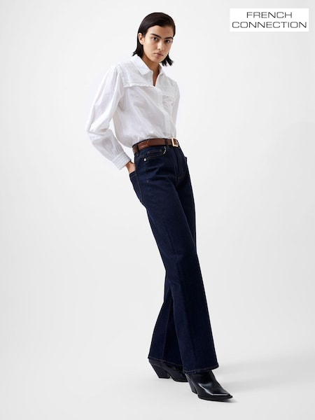 French Connection White 100% Cotton Embroidered Amelie Cambric Shirt (AB5318) | ₪297