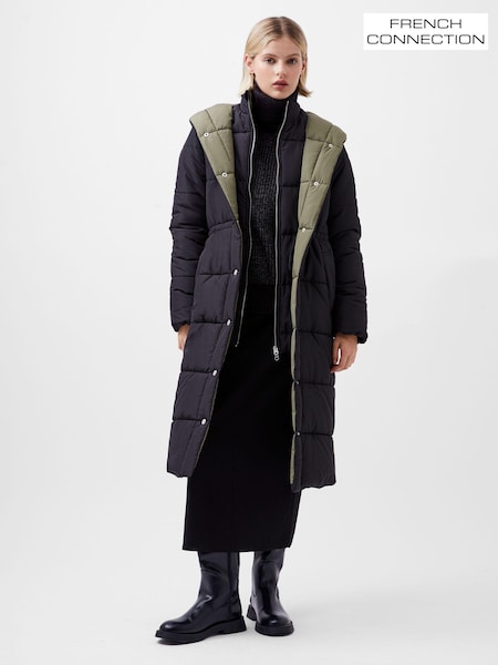 French Connection Black Double Front Auden Puffer Coat (AB5326) | AED480