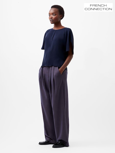 French Connection Blue Carmen Crepe Flare Sleeve Top (AB5348) | 3,304 UAH