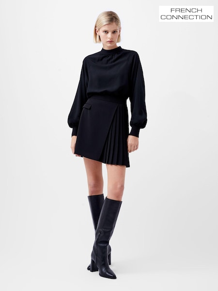 French Connection Black Pleated Harrie Suiting Skirt (AB5359) | 161 QAR