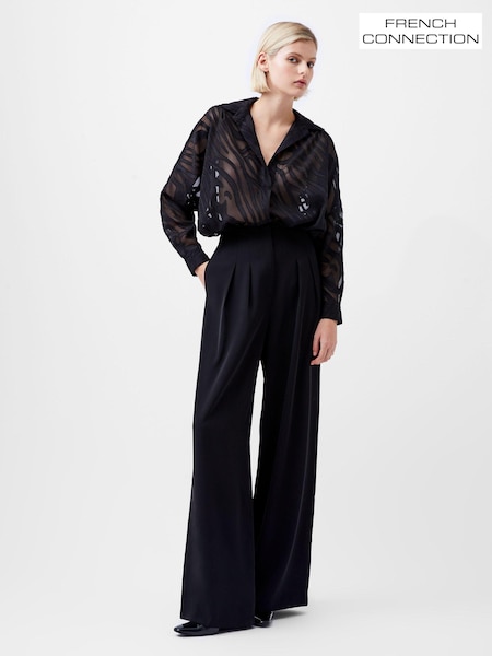 French Connection Black Wide Leg Harrie Suiting Trousers (AB5389) | 170 QAR