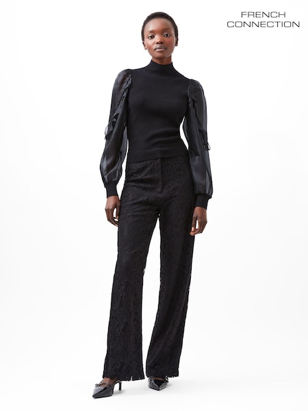 French Connection Black Organza Krista Puff Sleeve Top (AB5404) | €69