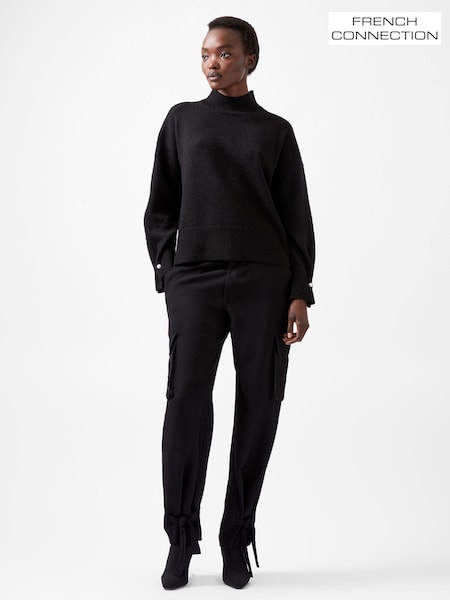 שחור - French Connection Kaila Tie Detail Jumper (AB5407) | ‏327‏₪