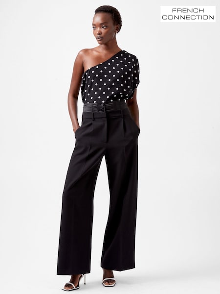 French Connection Black Satin Gemma Carey Tuxedo Trousers (AB5420) | 195 QAR