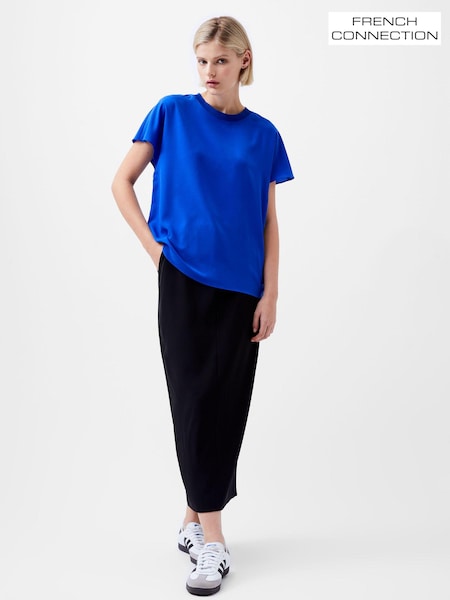 French Connection Blue Crepe Light Crew Neck Top (AB5430) | 173 QAR