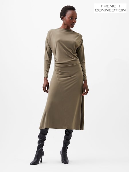 French Connection Green Samira Jersey Dress (AB5438) | ₪347