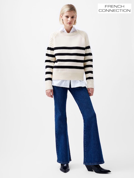 French Connection Cream Quinley Stripe Jumper (AB5444) | kr985