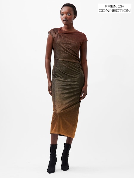 French Connection Metallic Sela Metallic Midi Dress (AB5455) | AED189