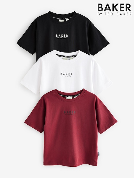 Negro/burdeos/blanco - Baker by Ted Baker 100% Cotton T-Shirts 3 Pack (AB5471) | 42 € - 48 €