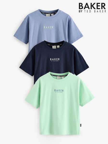 Azul/verde/azul marino - Baker by Ted Baker 100% Cotton T-Shirts 3 Pack (AB5473) | 42 € - 48 €