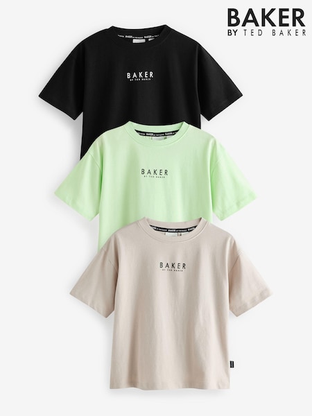 Verde/piedra/negro - Baker by Ted Baker 100% Cotton T-Shirts 3 Pack (AB5474) | 42 € - 48 €