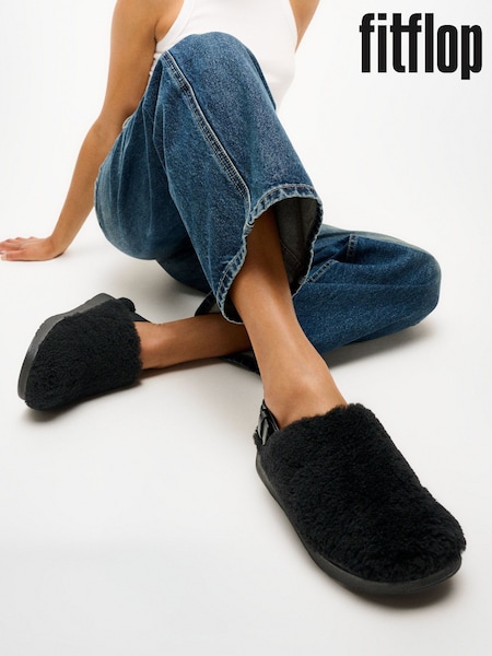 أسود - Fitflop Gen-ff Shearling Back-strap Mules