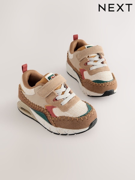 Brown/Green Colourblock Elastic Lace Trainers (AB5479) | AED122 - AED132