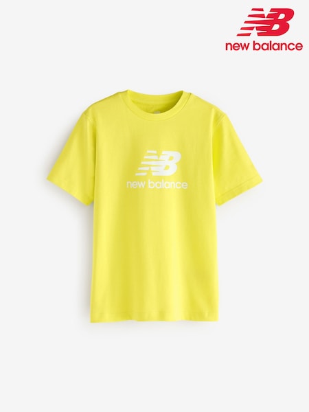 New Balance Yellow Kids Jersey Stacked 100% Cotton Logo T-Shirt (AB5498) | €24 - €29