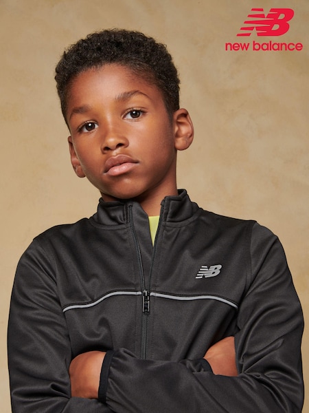 New Balance Black Boys Double Knit Zipped Track Jacket (AB5514) | ₪302 - ₪362