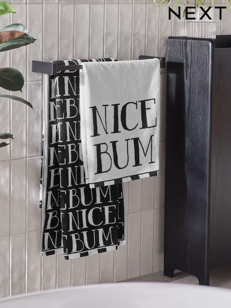 Monochrome Slogan Nice Bum 100% Cotton Towels (AB5555) | $15 - $33