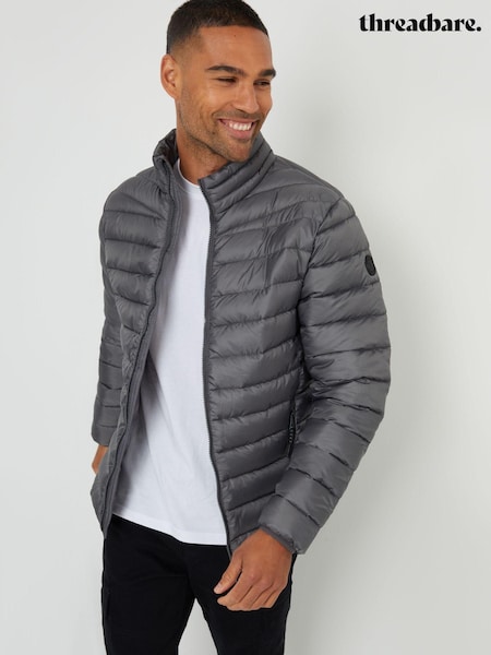 Threadbare Grey Showerproof Matte Finish Padded Funnel Neck Jacket (AB5611) | €26