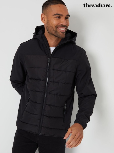 Threadbare Black Hooded Jacket With Padded Chest (AB5615) | ₪275