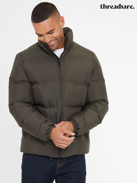 Threadbare Khaki Showerproof Funnel Neck Puffer Jacket (AB5617) | €36