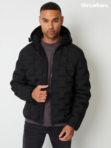 Threadbare Black Showerproof Quilted Hooded Puffer Jacket (AB5644) | €60