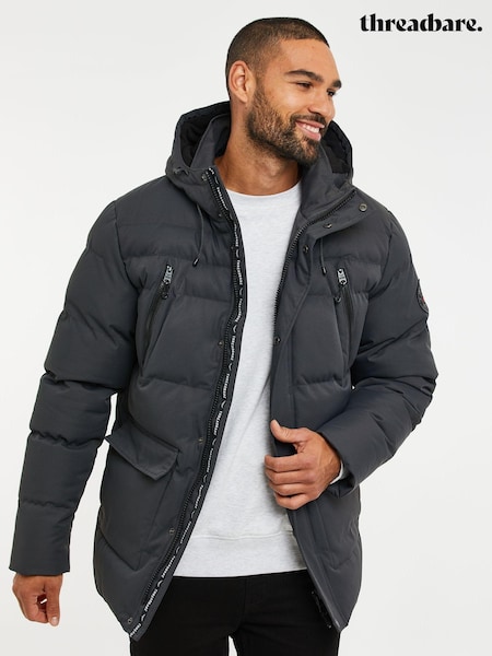 Threadbare Grey Hooded Showerproof Puffer Coat (AB5645) | €99