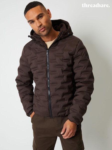 Ruskea - Threadbare Showerproof Quilted Hooded Puffer Jacket (AB5657) | €71