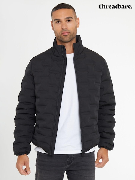 Threadbare Black Quilted Funnel Neck Padded Jacket (AB5658) | €64