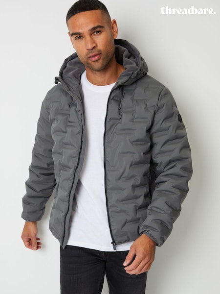 Threadbare Grey Showerproof Quilted Hooded Puffer Jacket (AB5659) | €60
