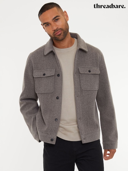 Threadbare Neutral Brushed Button Up Shacket (AB5663) | R$ 580