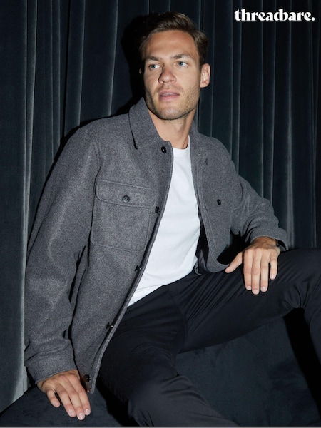 Threadbare Grey Brushed Button Up Shacket (AB5667) | R$ 580