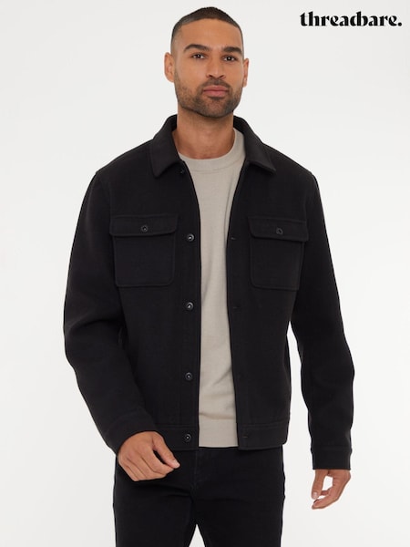 Threadbare Black Brushed Button Up Shacket (AB5670) | R$ 580