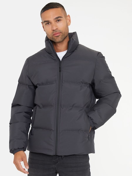 Gri - Threadbare Showerproof Guler înalt Puffer Jachetă (AB5689) | 287 LEI