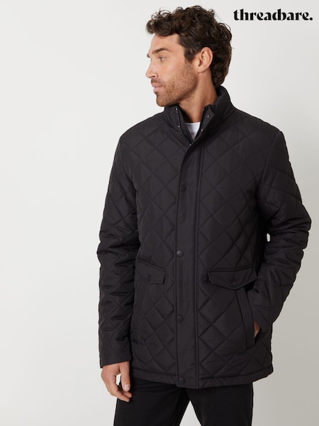 Musta - Threadbare Funnel Neck Diamond Quilted Jacket (AB5697) | €79