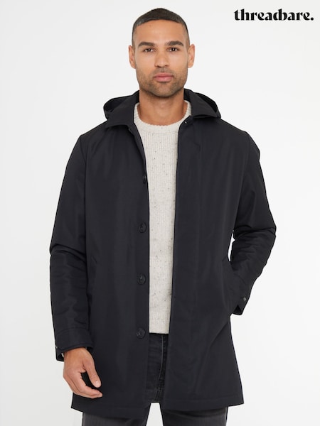 Noir - Threadbare Showerproof 2-in-1 Trench Coat with Concealed Hood (AB5699) | 81 €