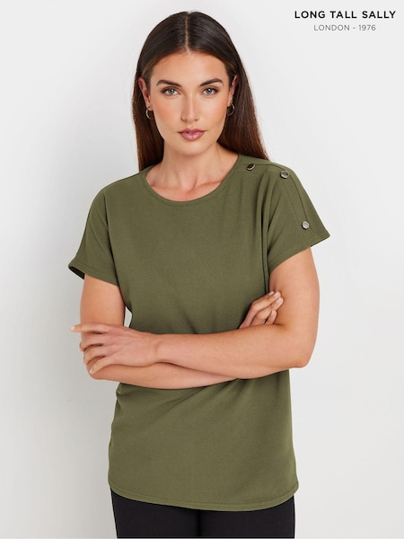Long Tall Sally Button Shoulder T-Shirt (AB5719) | ‏141‏₪