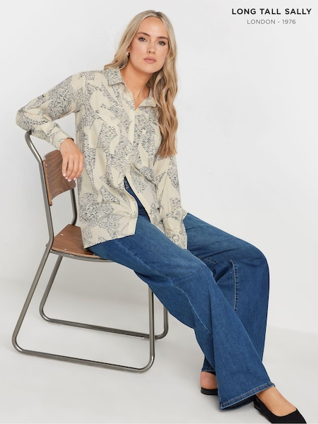 Long Tall Sally Natural Stripe Long Sleeve Shirt (AB5733) | kr428