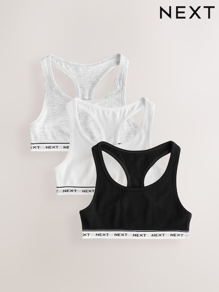 Negro/Blanco - Racer Back Crop Tops 3 Pack (5-16yrs) (AB5761) | 11 € - 15 €