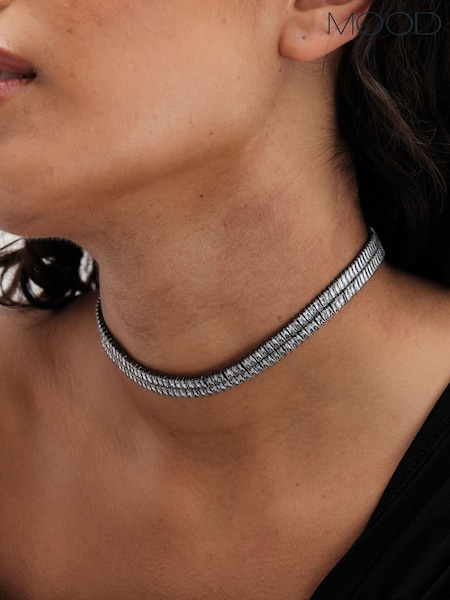 Mood Silver Tone Baguette Choker Necklace (AB5779) | € 15