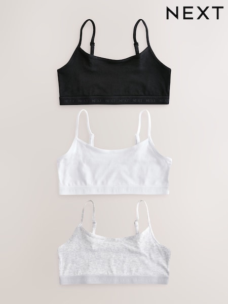 Black/White Strappy Crop Tops 3 Pack (5-16yrs) (AB5786) | AED41 - AED56