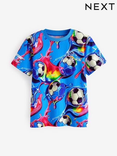 Blue Football Regular Fit Short Sleeve All-Over Print 100% Cotton T-Shirt (3-16yrs) (AB5790) | €15 - €20
