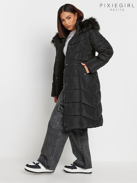 PixieGirl Petite Black Midi Padded 2-In-1 Coat (AB5830) | €114