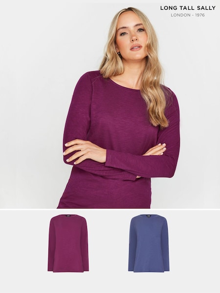 Long Tall Sally Scoop Neck 100% Cotton T-Shirts 2 Pack (AB5833) | 119 LEI
