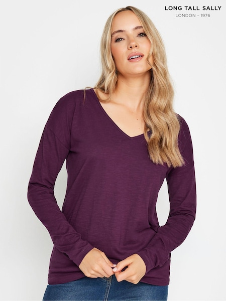 Long Tall Sally Long Sleeve V-neck 100% Cotton T-shirt (AB5838) | €25