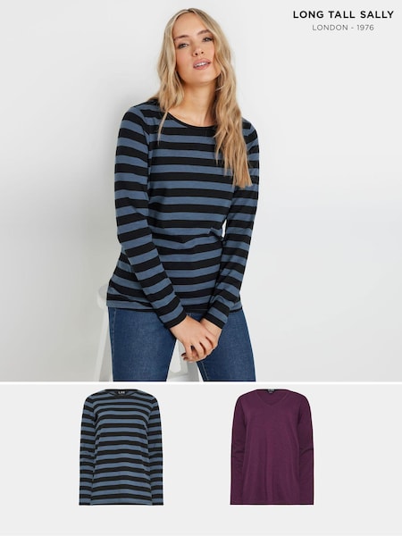 Long Tall Sally Long Sleeve 100% Cotton T-shirts 2 Pack (AB5844) | €28