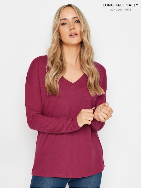 Long Tall Sally Long Sleeve V-Neck 100% Cotton T-Shirt (AB5850) | €25