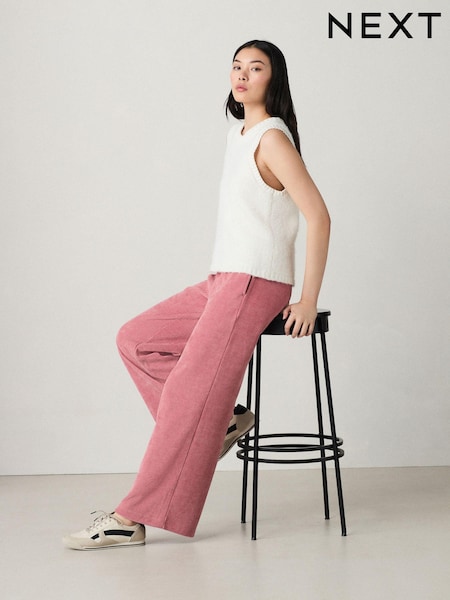 Pink Pull On Wide Leg Corduroy Trousers (AB5855) | €16