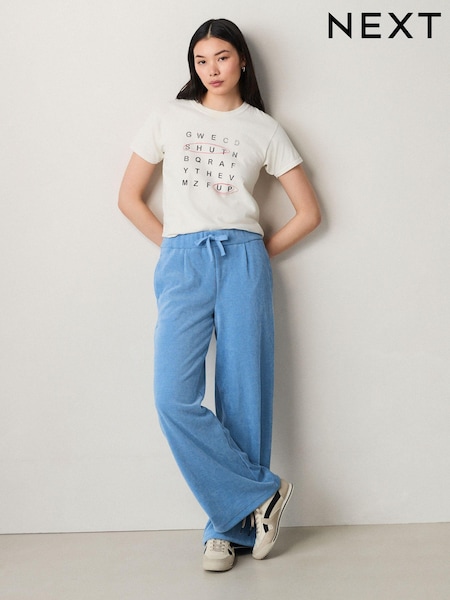 Blue Pull On Wide Leg Corduroy Trousers (AB5857) | €22