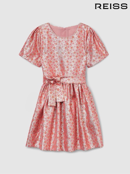 Reiss Pink Leomie 13-14 yrs Floral Fil-Coupé Dress (AB5953) | 515 QAR