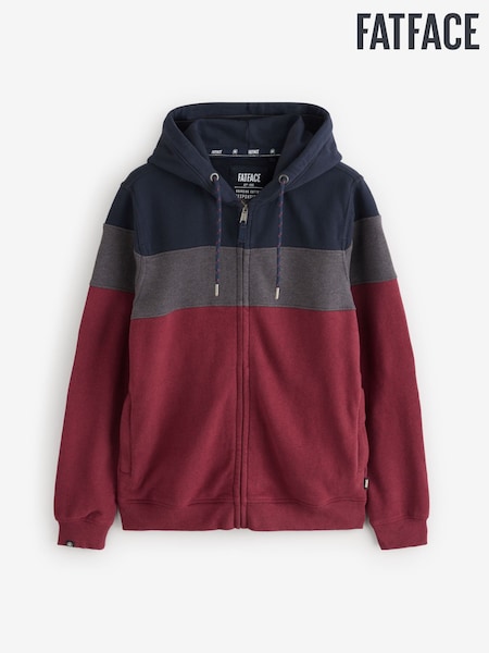 FatFace Plum Purple 100% Cotton Brooke Stripe Zip Through Hoodie (AB5960) | €46